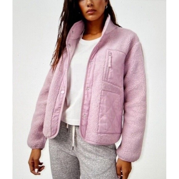 Rails Lorna Sherpa fleece jacket Womens Medium lilac purple pink Sherpa Snap Up - Picture 1 of 14